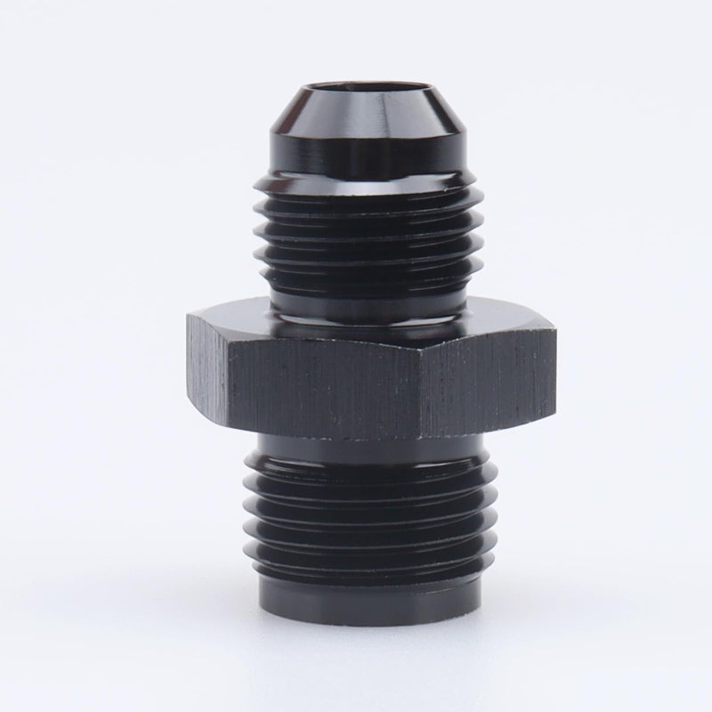 AC PERFORMANCE Male Inverted Seat 5/8 x 18 Thread to -6 AN Flare Adapter Straight Aluminum Black - Image 1